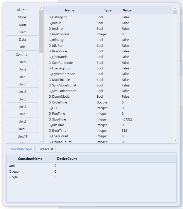 Data Watcher screen