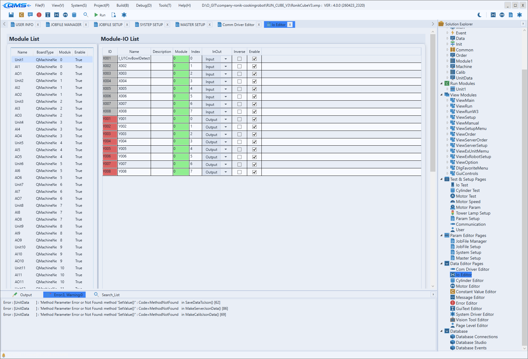 Device Data Editor 화면